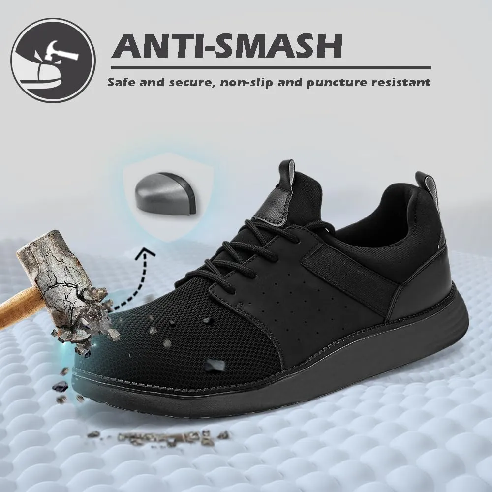 CLOAKA Men's Shoes Steel Toe Shoes for Men Mesh Slip On Work Casual Safety Walking Puncture Proof Sneakers