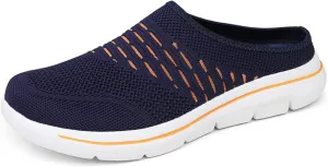 Clogs for Women Breathable Soft Mesh Mules Fashion Knitted Backless Slip On Lightweight Walking Shoes Casual Closed Toe Orthopedic Mules with Arch-Support Comfortable Wedge Mule