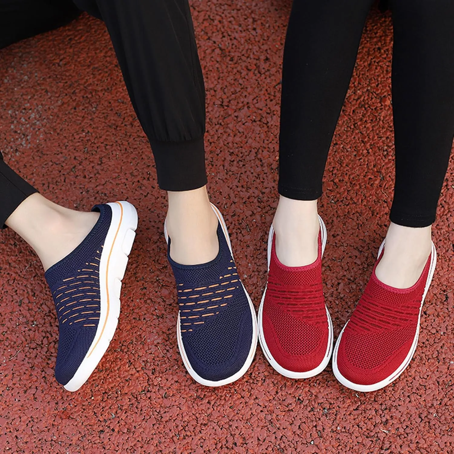 Clogs for Women Breathable Soft Mesh Mules Fashion Knitted Backless Slip On Lightweight Walking Shoes Casual Closed Toe Orthopedic Mules with Arch-Support Comfortable Wedge Mule