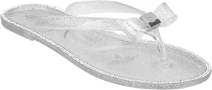 CLOVERLAY Women’s Jelly Sandals Rhinestone Bowtie Flip Flops Beach Slide Flat Sandals