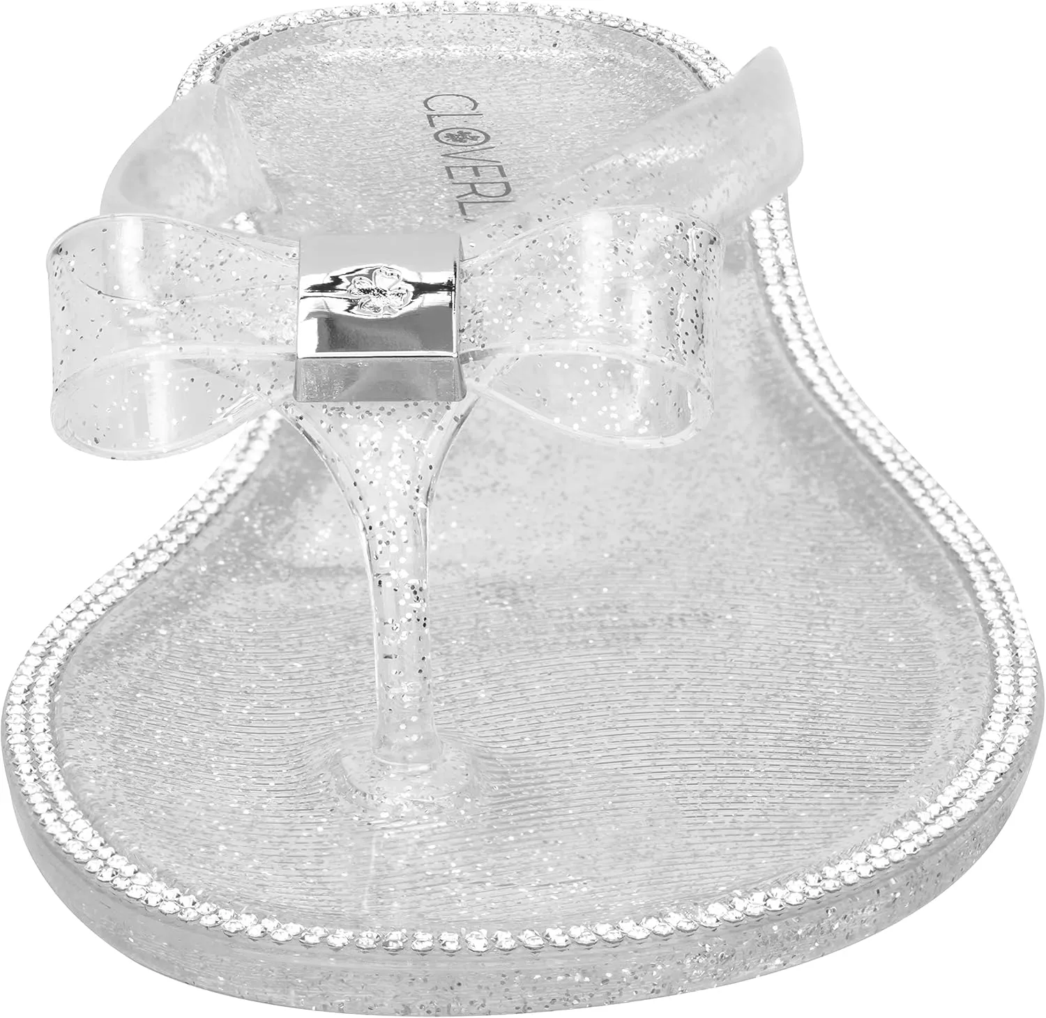 CLOVERLAY Women’s Jelly Sandals Rhinestone Bowtie Flip Flops Beach Slide Flat Sandals