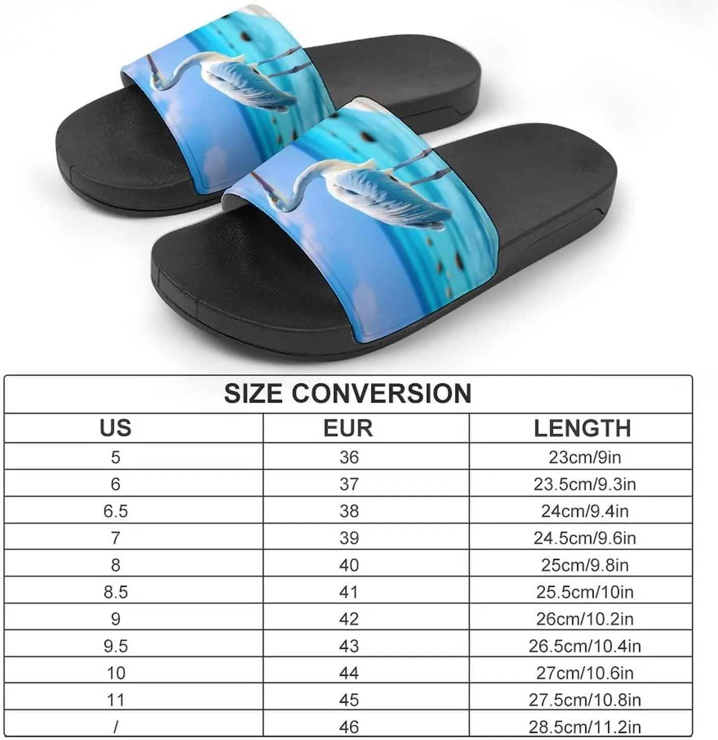 Coastal Stork Crane Home Slipper PVC Open Toe Shower Shoes Non-Slip Bathroom Sandals Pool Sandals for Men Women