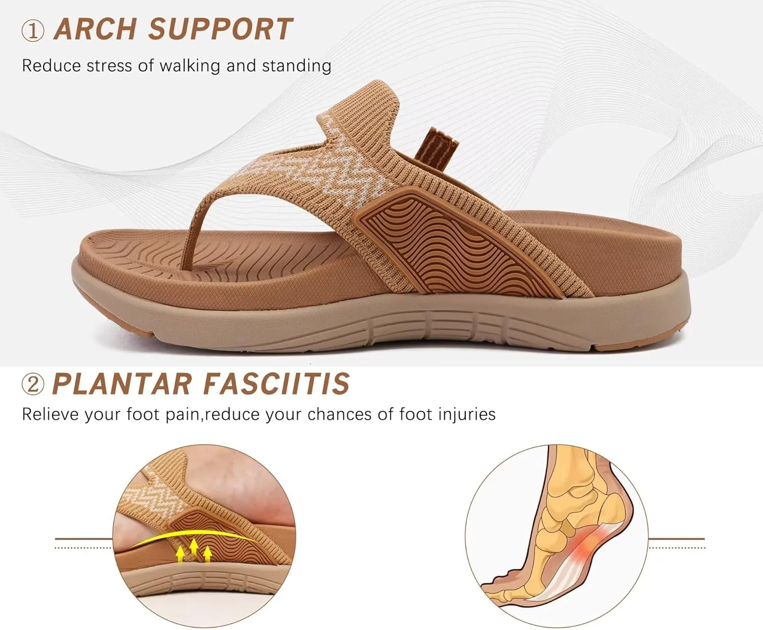 COFACE Womens Fashion Orthotic Flip Flops Recovery Walking Lightweight Athletic Thick Yoga Mat Cushion Thong Sandals With Comfortable Plantar Fasciitis Arch Support