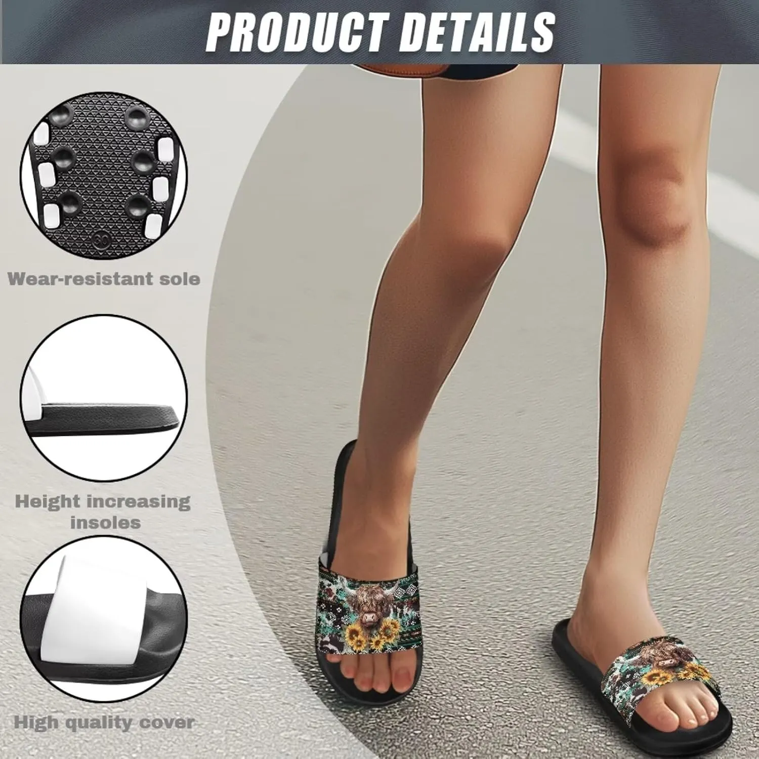Coloranimal Slippers for Women Summer Beach Sandals House Slippers Shower Shoes Slide Sandals Women Non Slip Beach Shoes