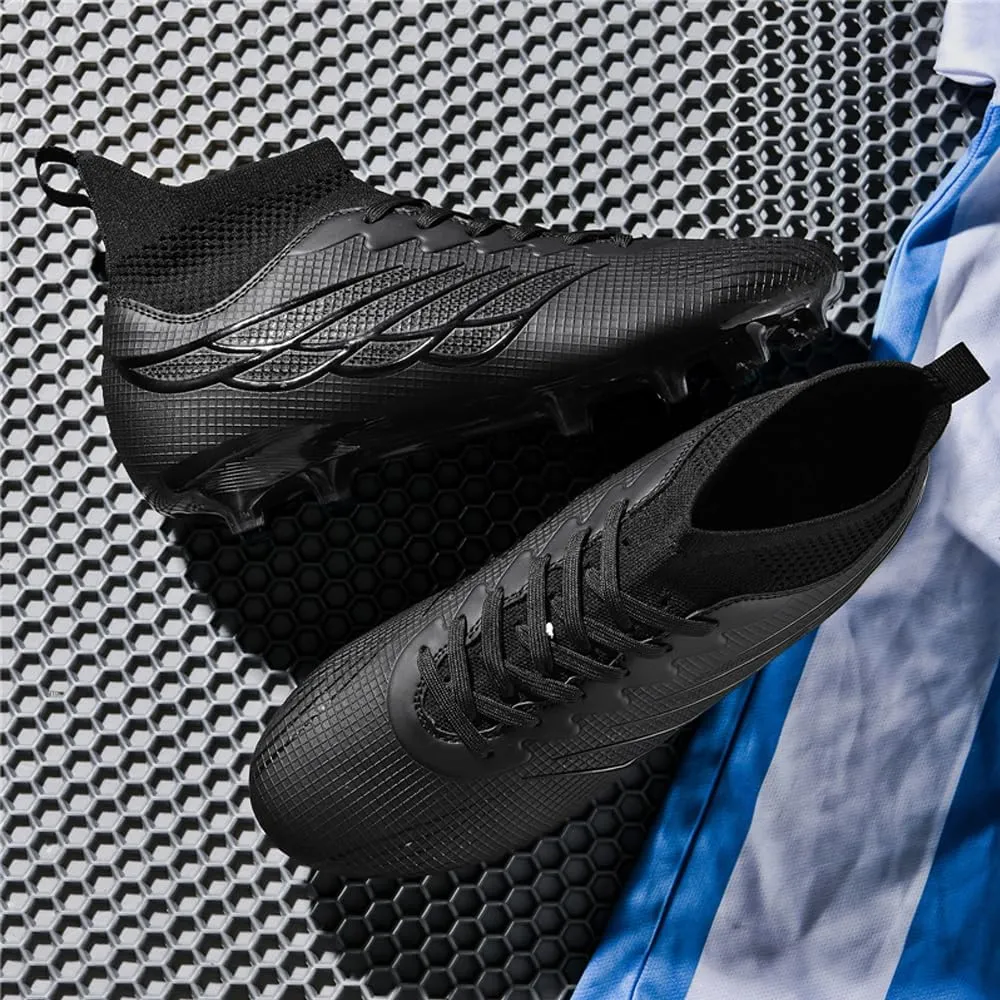 Comfortable Futsal Cleats for Men Turf - High Top Soccer Spikes Shoes for Outdoor - Youth Non Slip Football Boots