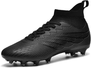Comfortable Futsal Cleats for Men Turf - High Top Soccer Spikes Shoes for Outdoor - Youth Non Slip Football Boots