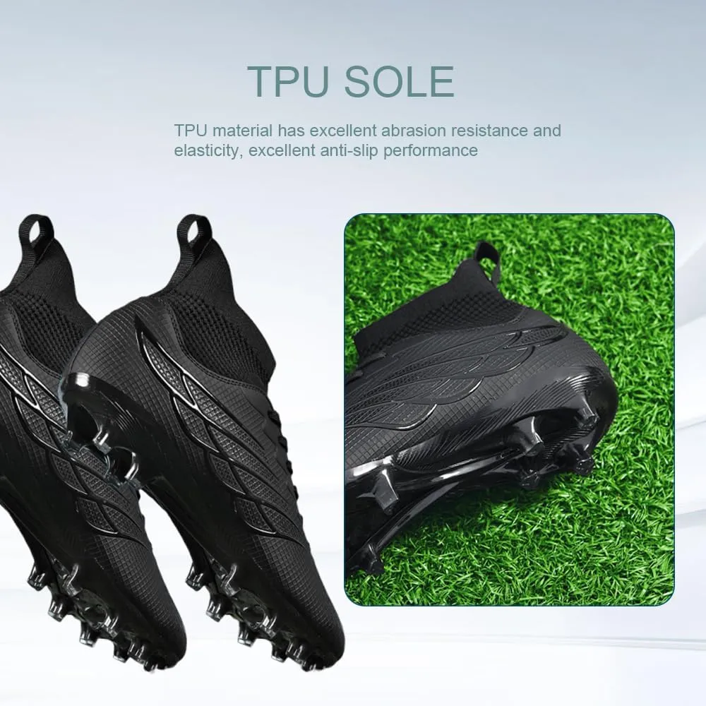 Comfortable Futsal Cleats for Men Turf - High Top Soccer Spikes Shoes for Outdoor - Youth Non Slip Football Boots