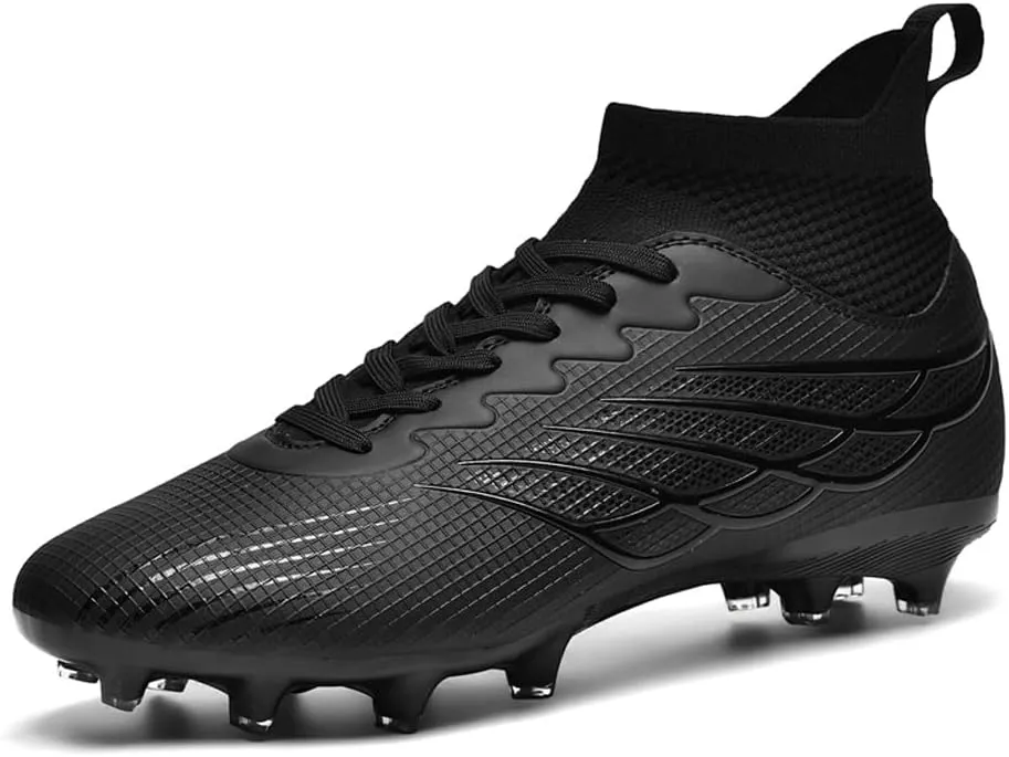 Comfortable Futsal Cleats for Men Turf - High Top Soccer Spikes Shoes for Outdoor - Youth Non Slip Football Boots