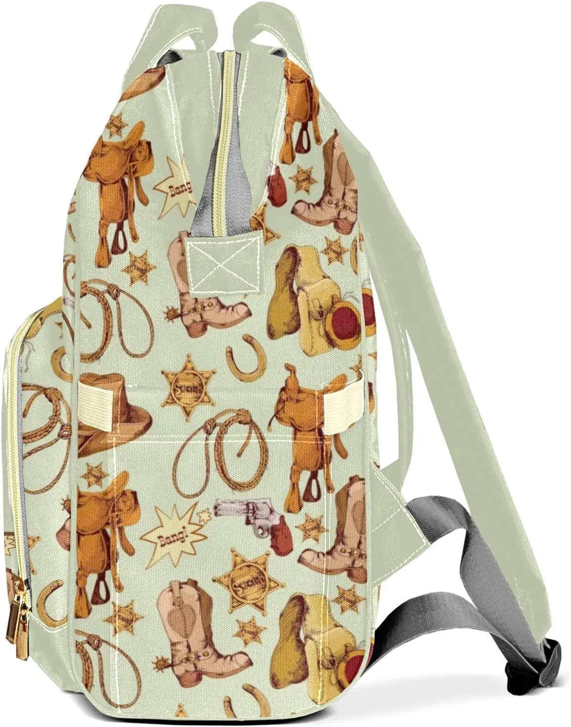 Cool Cowboy Hats Boots Personalized Large Capacity Diaper Bags,Custom Name Backpack Casual Daypack Bag Nappy Bag Gifts