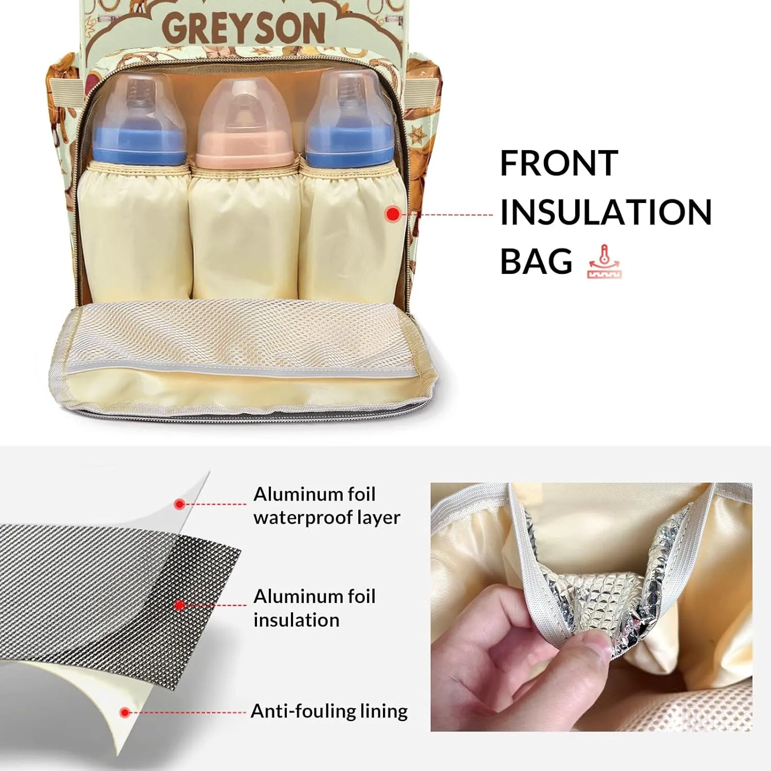 Cool Cowboy Hats Boots Personalized Large Capacity Diaper Bags,Custom Name Backpack Casual Daypack Bag Nappy Bag Gifts