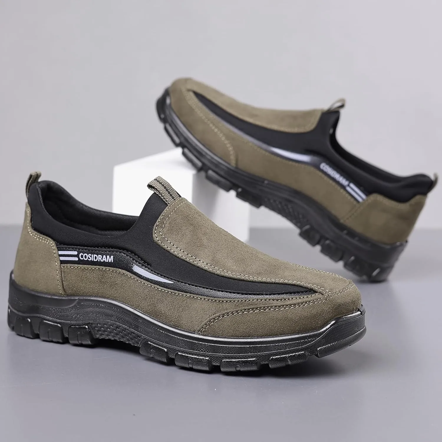 COSIDRAM Mens Casual Shoes Slip on Loafers Comfortable Non Slip Suede Driving Walking Shoes for Men