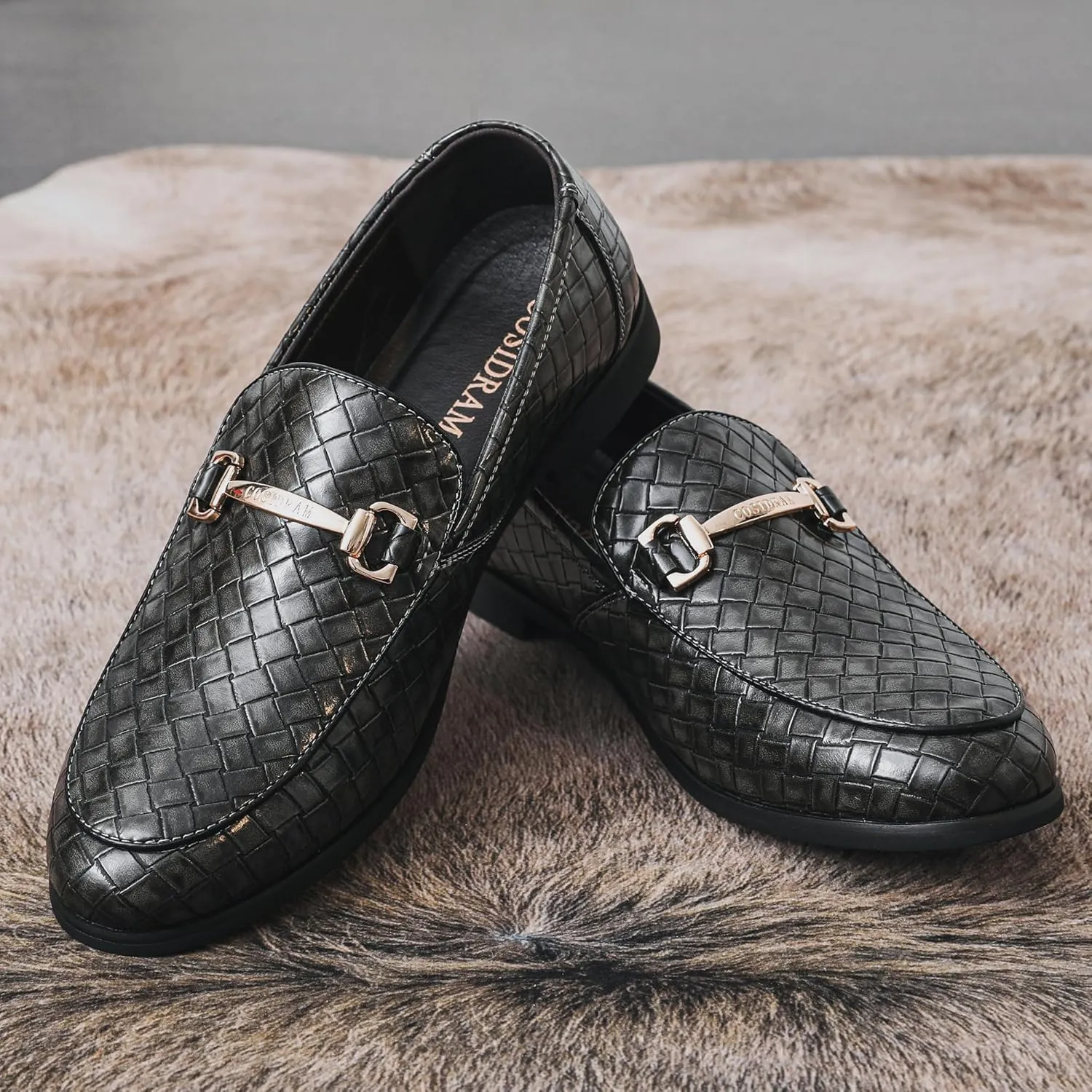 COSIDRAM Men's Dress Shoes Oxfords Slip on Classic Modern Formal Leather Shoes Casual Loafers