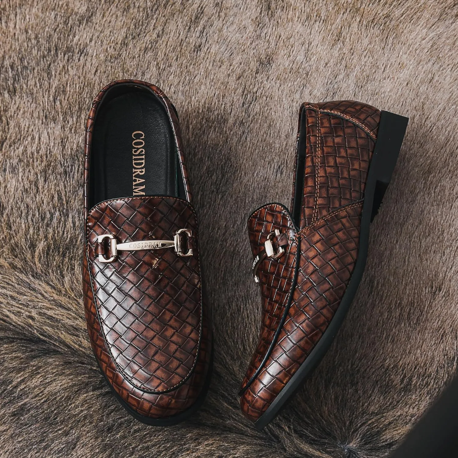 COSIDRAM Men's Dress Shoes Oxfords Slip on Classic Modern Formal Leather Shoes Casual Loafers