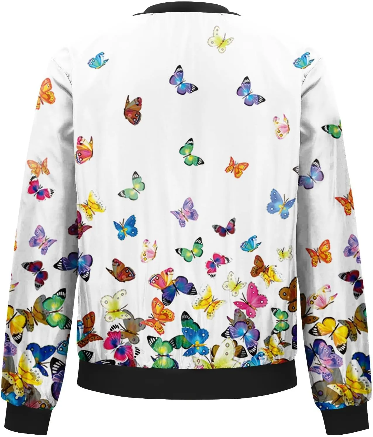 COTECRAM Bomber Jacket Women 2024 Causal Floral Zip Up Coats Long Sleeve Stand Collar Fall Jackets Lightweight Outerwear Tops