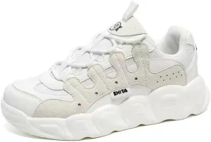 Couple Daddy Shoes Breathable of All Matching Thick Sole Single Shoes Trend Casual Shoes (White, Big Kid, 9, Numeric, US Footwear Size System, Medium)
