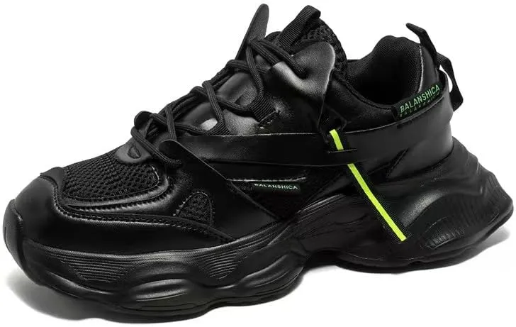 Couple Daddy Shoes Breathable Style of All Matching Thick Sole Single Shoes Trend Casual Shoes (Black, Big Kid, Women, 7, Numeric, US Footwear Size System, Medium)