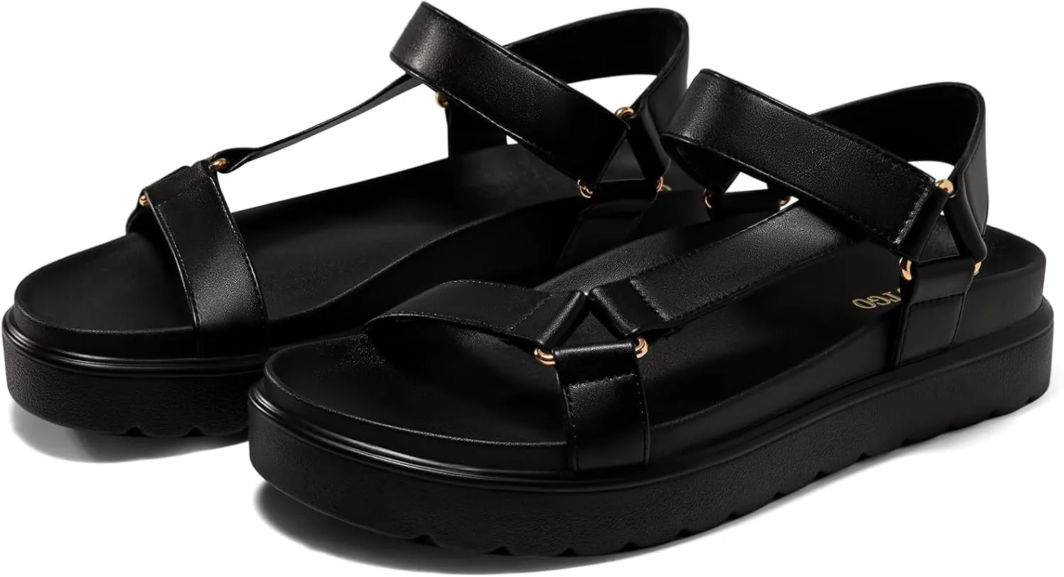 Coutgo Womens Platform Sandals Comfortable Arch Support Footbed Adjustable Ankle Strap Summer Beach Flat Sandals