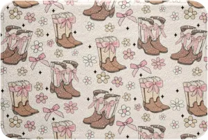 Cowgirl 16"X 24" Doormats Floor Mats Western Girls Hat Bath Mat for Girls Pink Cowboy Boots Skull Bathroom Rugs Cute Glitter Starry Entryway Rug for Kids Boys Woman Teens Bathroom Decor