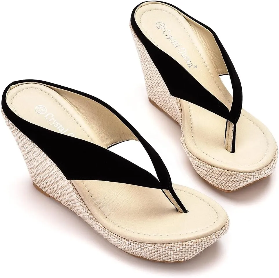 Crystal Queen Women Beach Sandals Platform Wedges Sandals High Heels Wedges Slippers Flip Flops White Flip Flops Plus Size