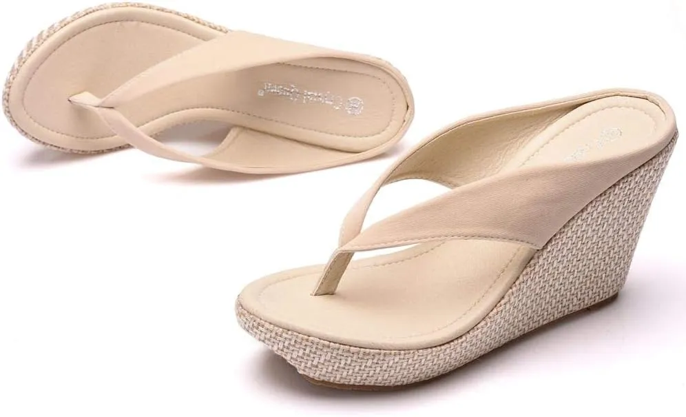 Crystal Queen Women Beach Sandals Platform Wedges Sandals High Heels Wedges Slippers Flip Flops White Flip Flops Plus Size