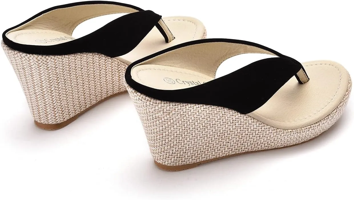 Crystal Queen Women Beach Sandals Platform Wedges Sandals High Heels Wedges Slippers Flip Flops White Flip Flops Plus Size