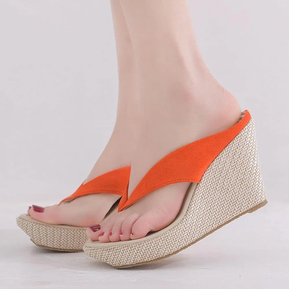 Crystal Queen Women Beach Sandals Platform Wedges Sandals High Heels Wedges Slippers Flip Flops White Flip Flops Plus Size