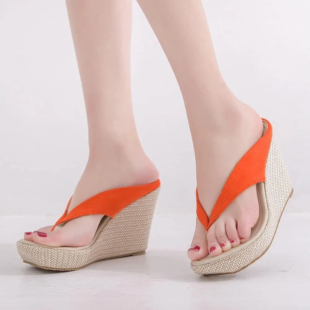 Crystal Queen Women Beach Sandals Platform Wedges Sandals High Heels Wedges Slippers Flip Flops White Flip Flops Plus Size