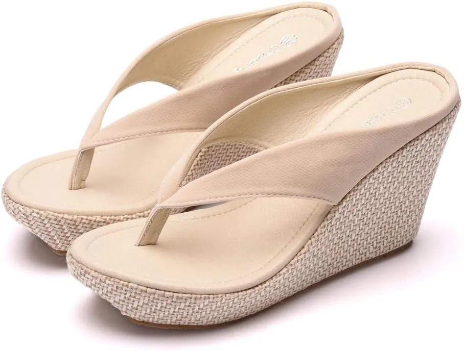 Crystal Queen Women Beach Sandals Platform Wedges Sandals High Heels Wedges Slippers Flip Flops White Flip Flops Plus Size