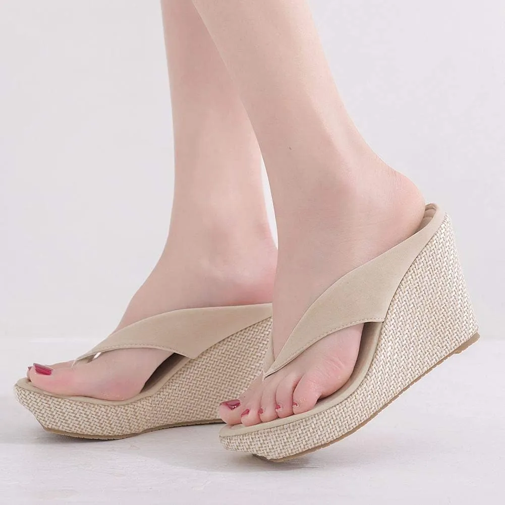 Crystal Queen Women Beach Sandals Platform Wedges Sandals High Heels Wedges Slippers Flip Flops White Flip Flops Plus Size