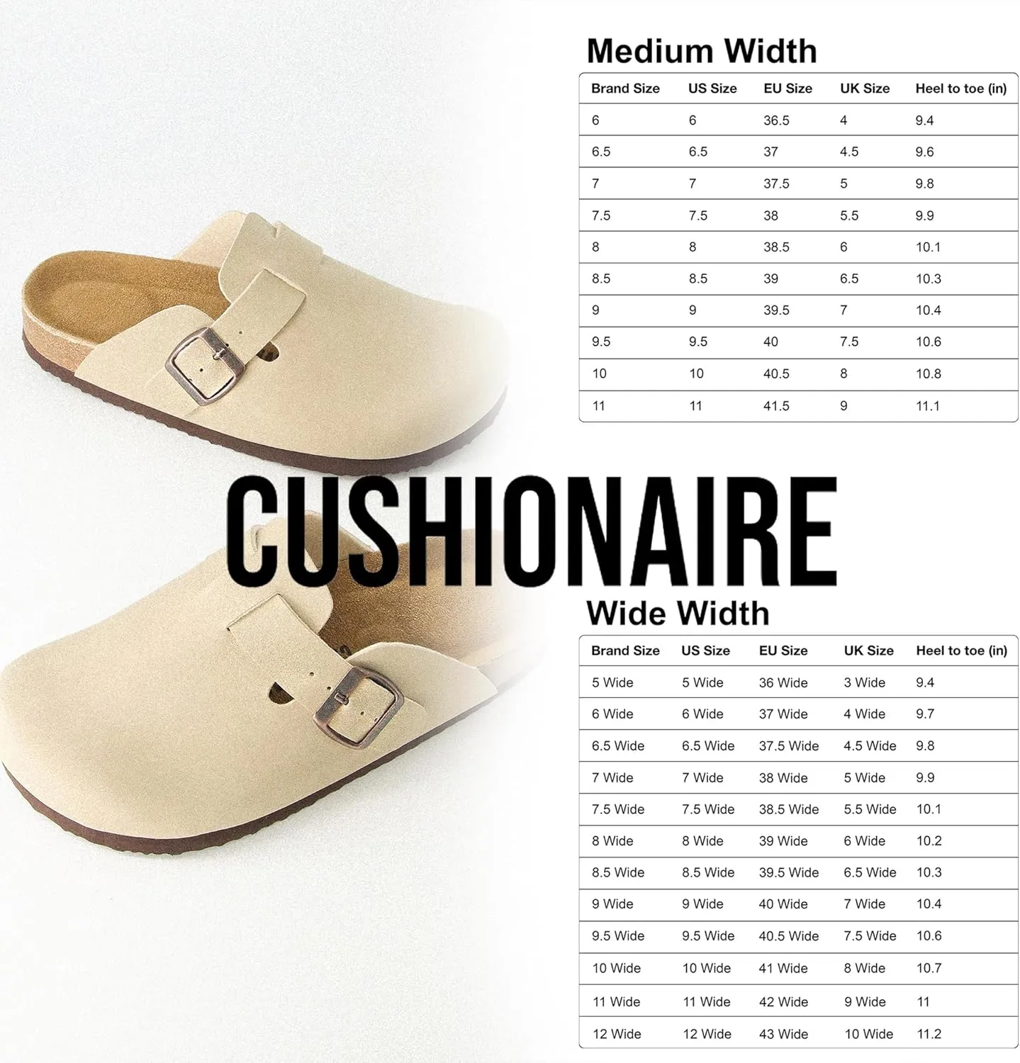 CUSHIONAIRE Hana Slip-On Buckle Clog with Cork Footbed  Memory Foam, Wide Widths Available