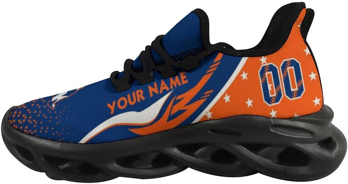 Custom Baseball Sneakers City Sports Slip-on Shoes Personalized Name Number, Gifts for Baseball Fans Men Women