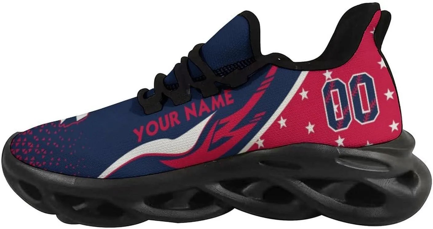 Custom Baseball Sneakers City Sports Slip-on Shoes Personalized Name Number, Gifts for Baseball Fans Men Women