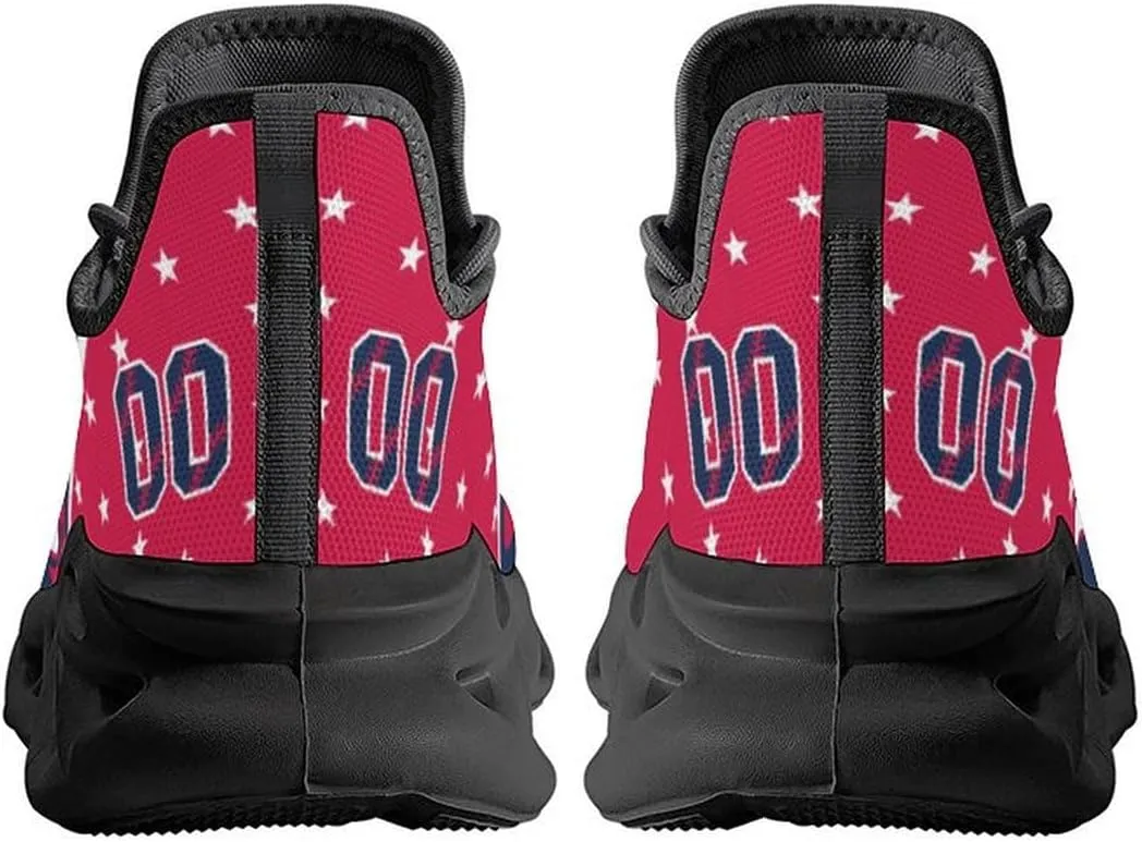 Custom Baseball Sneakers City Sports Slip-on Shoes Personalized Name Number, Gifts for Baseball Fans Men Women