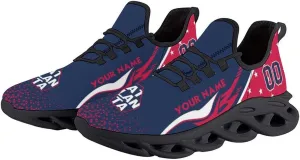 Custom Baseball Sneakers City Sports Slip-on Shoes Personalized Name Number, Gifts for Baseball Fans Men Women