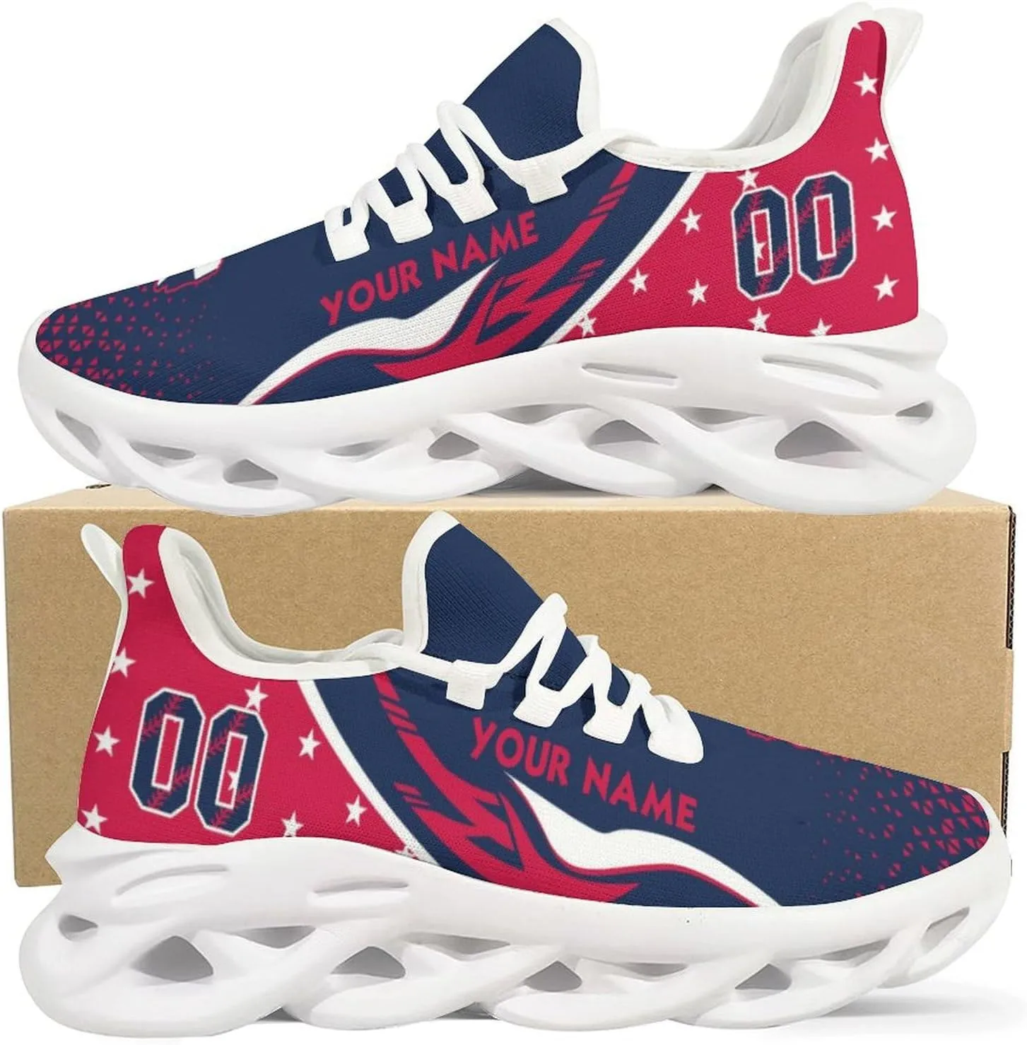 Custom Baseball Sneakers City Sports Slip-on Shoes Personalized Name Number, Gifts for Baseball Fans Men Women