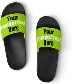 Custom Slides Sandals Personalized Add Your Name Photo Design Sandals Fashion Beach Sandals Comfort Bathroom Shower Shoes Non Slip Indoor Outdoor Water Sandals for Women Men