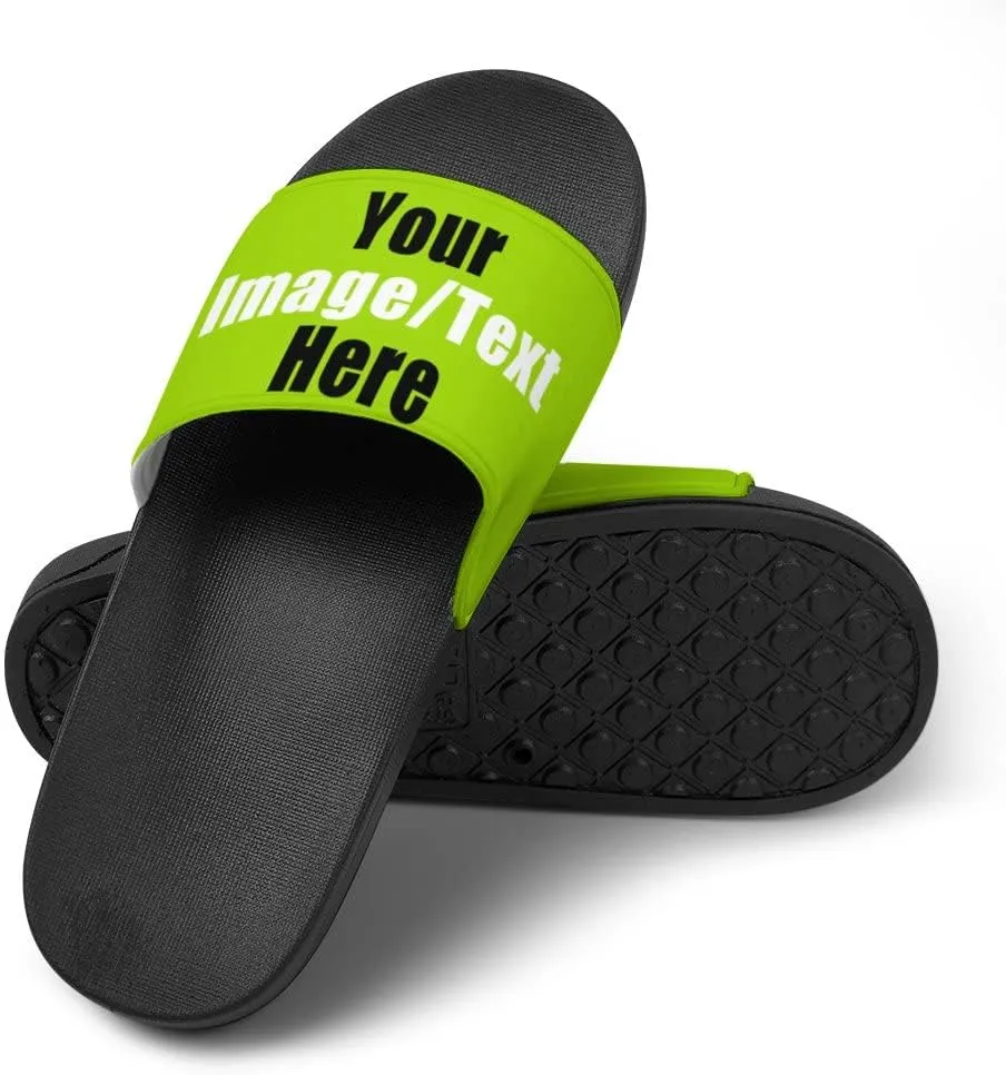 Custom Slides Sandals Personalized Add Your Name Photo Design Sandals Fashion Beach Sandals Comfort Bathroom Shower Shoes Non Slip Indoor Outdoor Water Sandals for Women Men