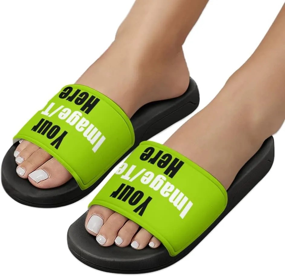 Custom Slides Sandals Personalized Add Your Name Photo Design Sandals Fashion Beach Sandals Comfort Bathroom Shower Shoes Non Slip Indoor Outdoor Water Sandals for Women Men