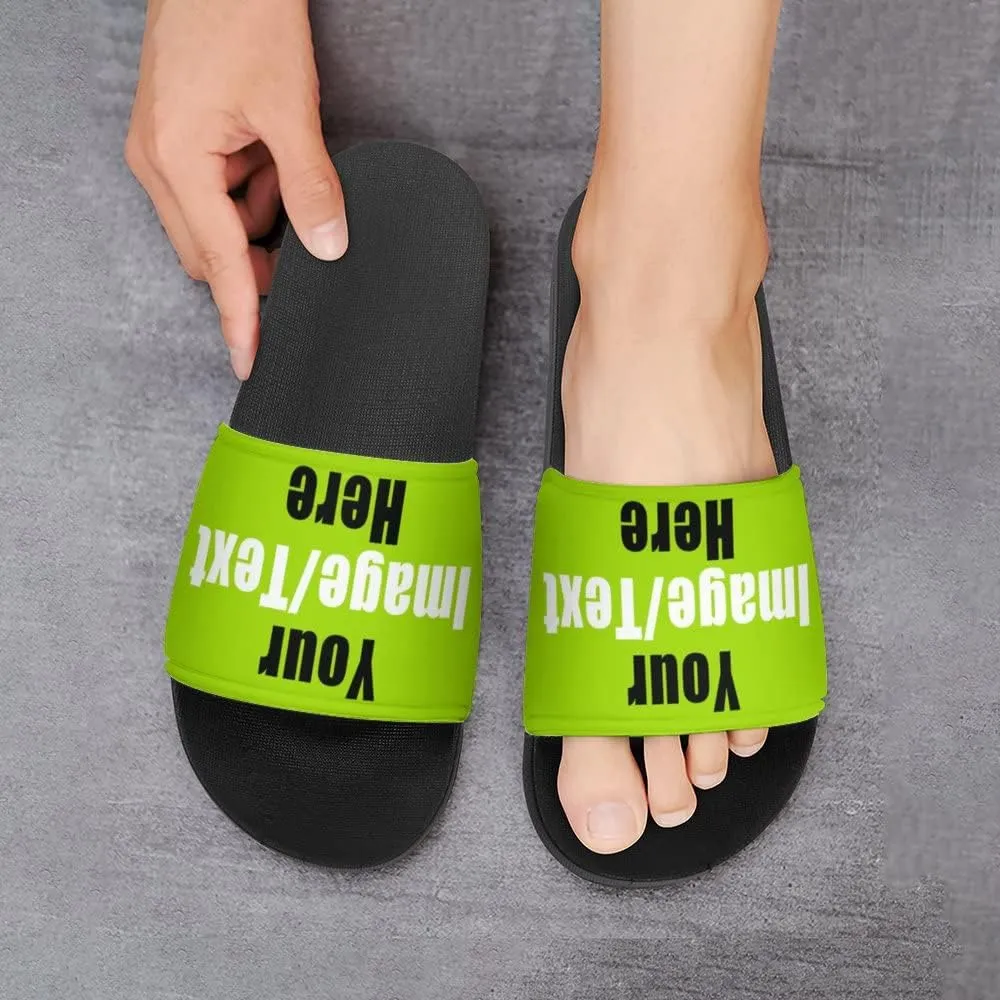 Custom Slides Sandals Personalized Add Your Name Photo Design Sandals Fashion Beach Sandals Comfort Bathroom Shower Shoes Non Slip Indoor Outdoor Water Sandals for Women Men