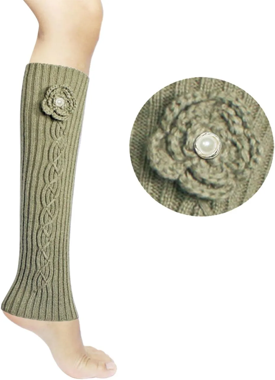 Dahlia Women's Leg Warmers & Boot Cuffs - Synthetic Wool, Cable Knit