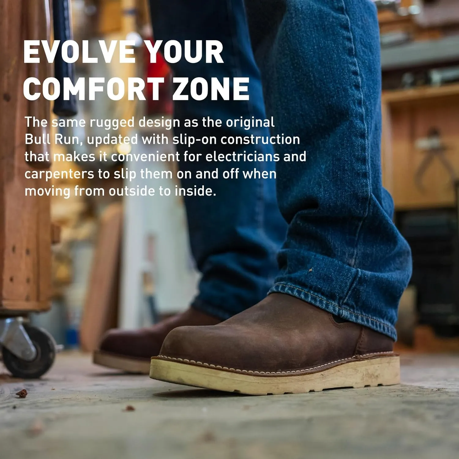 Danner 6” Bull Run Chelsea Work Boots for Men - Oiled Full-Grain Leather Upper with Mesh Lining, 3-Density Cushion Footbed, and Non Slip Wedge Outsole