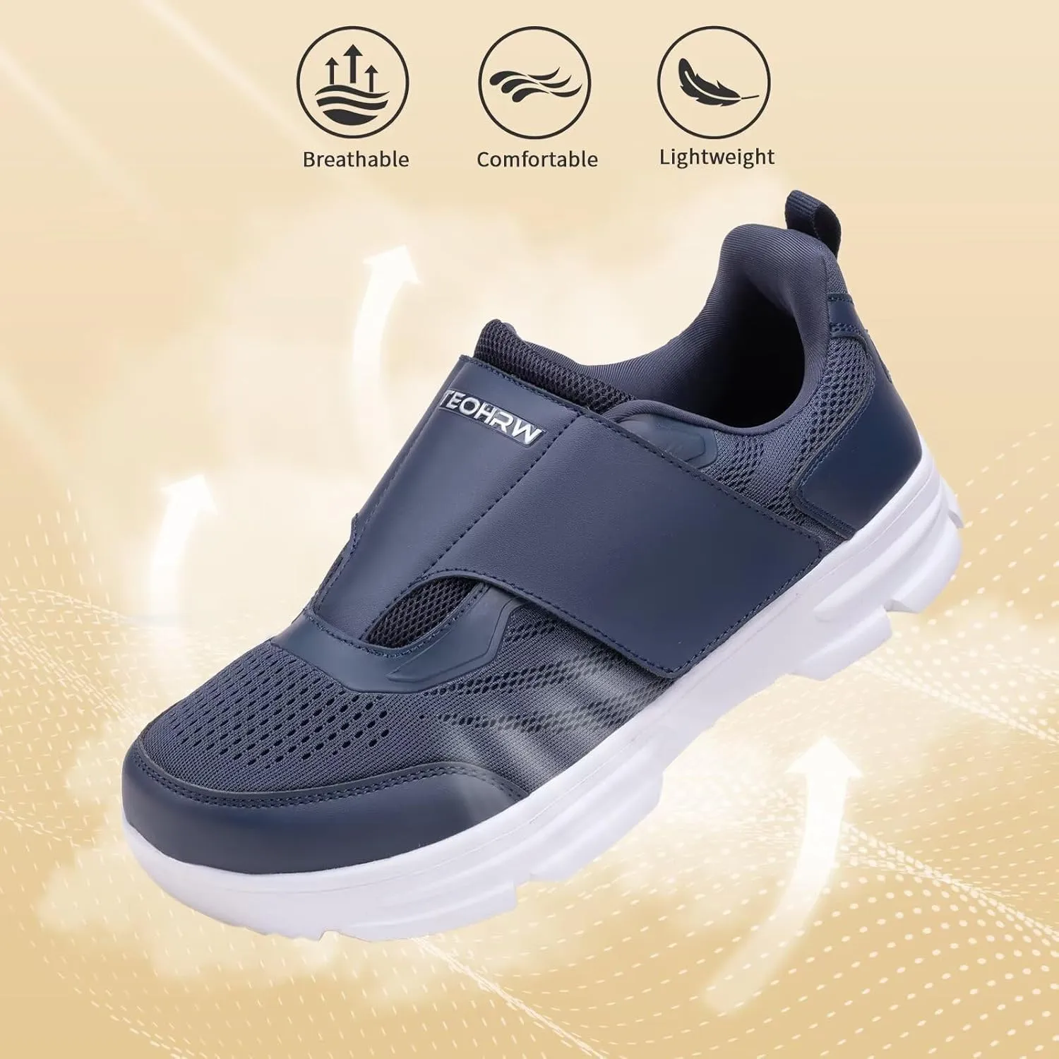 Diabetic Shoes for Men Extra Wide Walking Shoes Swollen Feet Shoes for Neuropathy Adjustable Closure with Arch Support