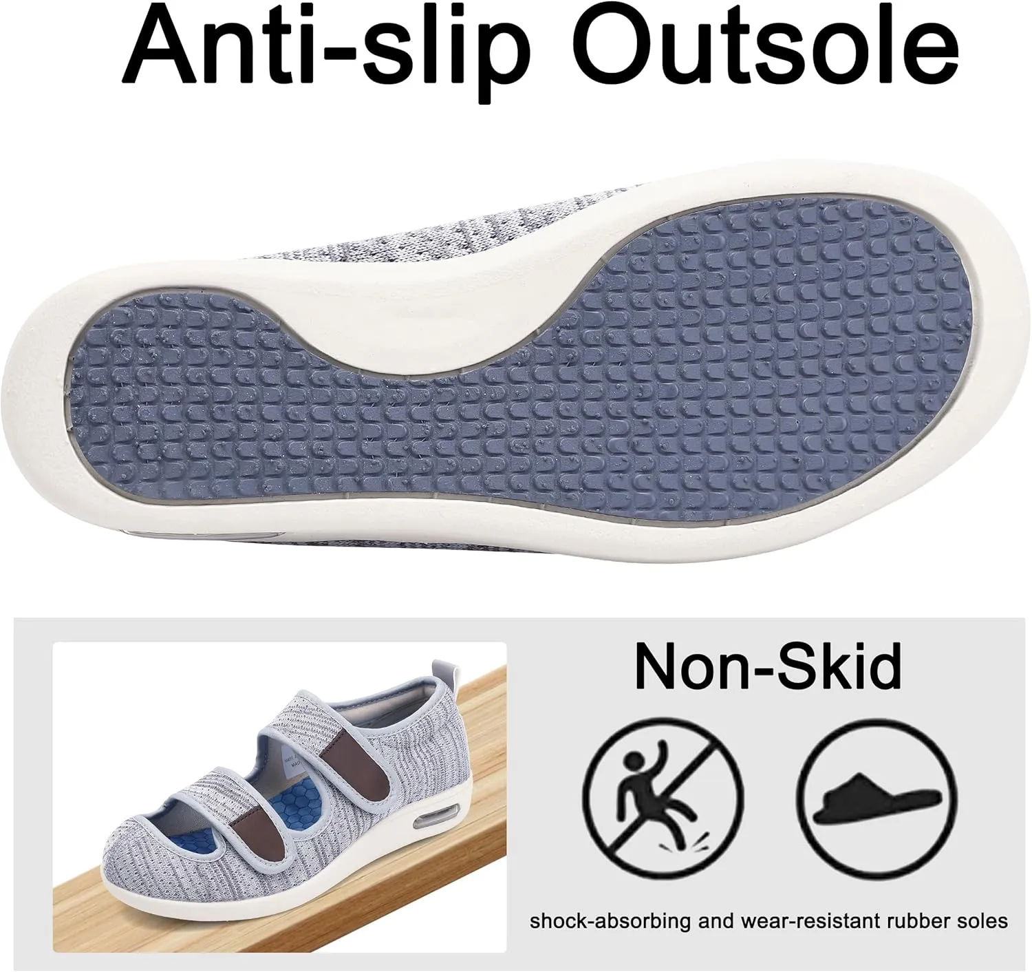 Diabetic Shoes for Women, Women's Wide Width Elderly Shoes, Adjustable Closure Lightweight Breathable, Swollen Feet Walking Edema Sneakers