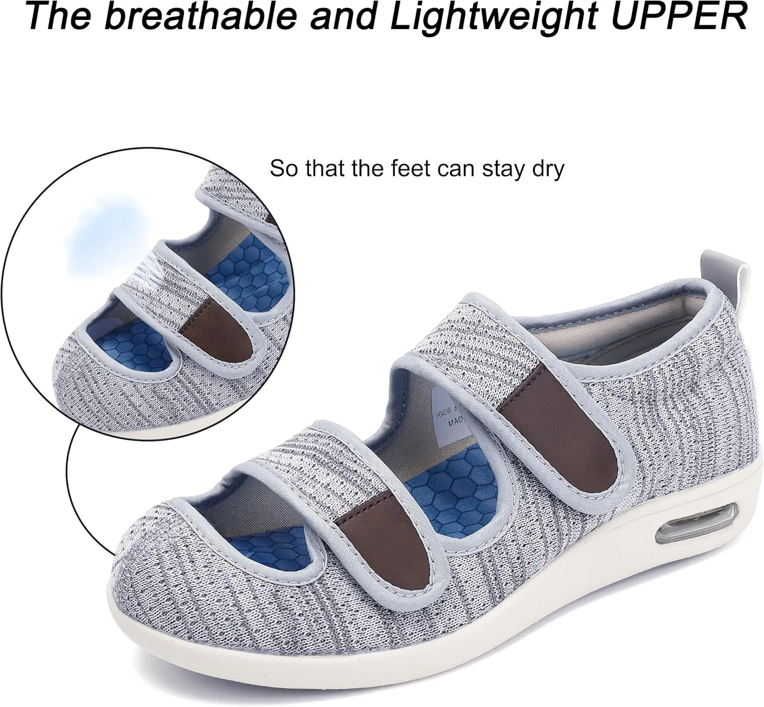 Diabetic Shoes for Women, Women's Wide Width Elderly Shoes, Adjustable Closure Lightweight Breathable, Swollen Feet Walking Edema Sneakers