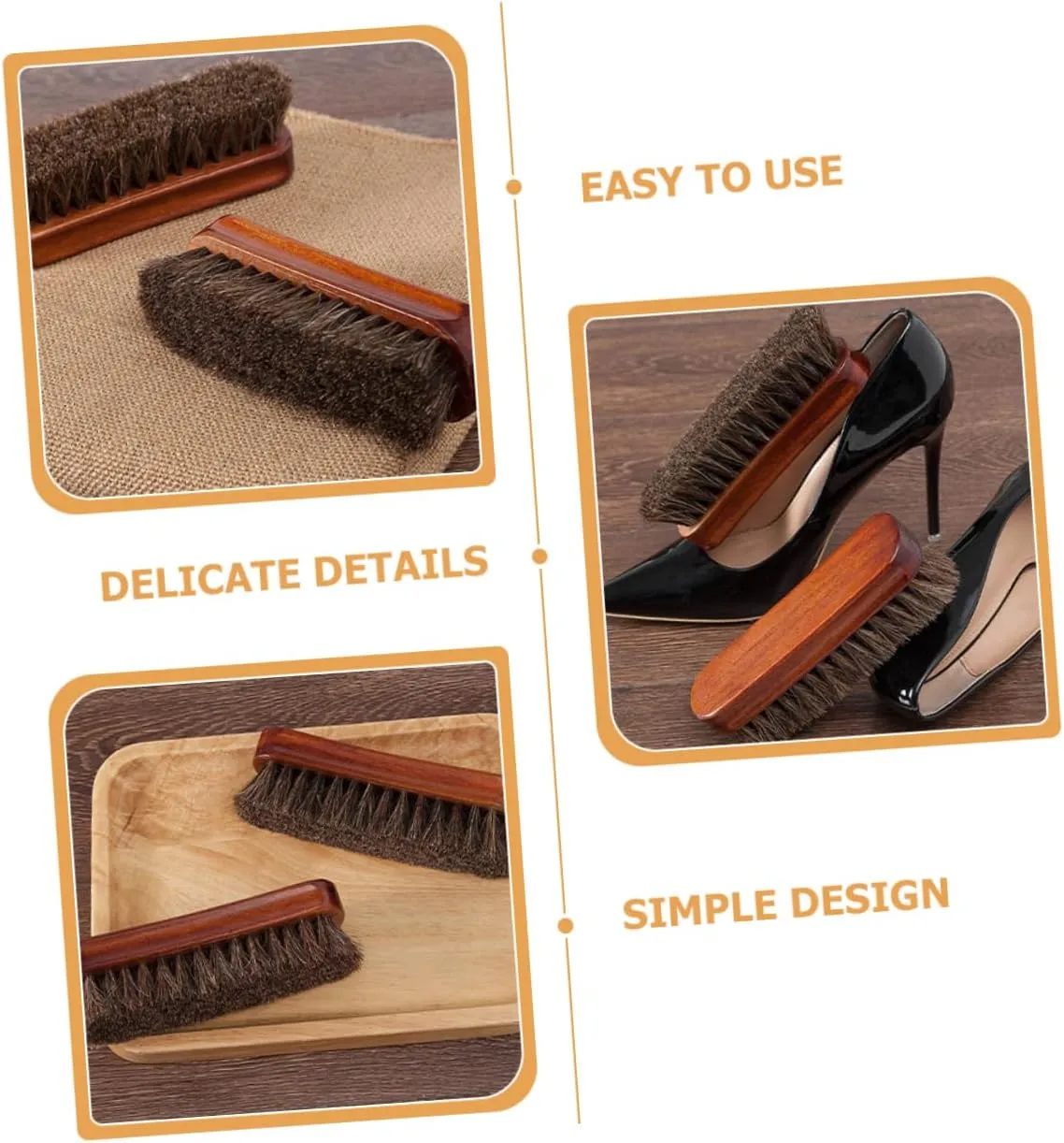 Didiseaon Leather Polish Brush Horse Hair Brush Set Small for Shoes Boots Hat Laundry Dual-Purpose