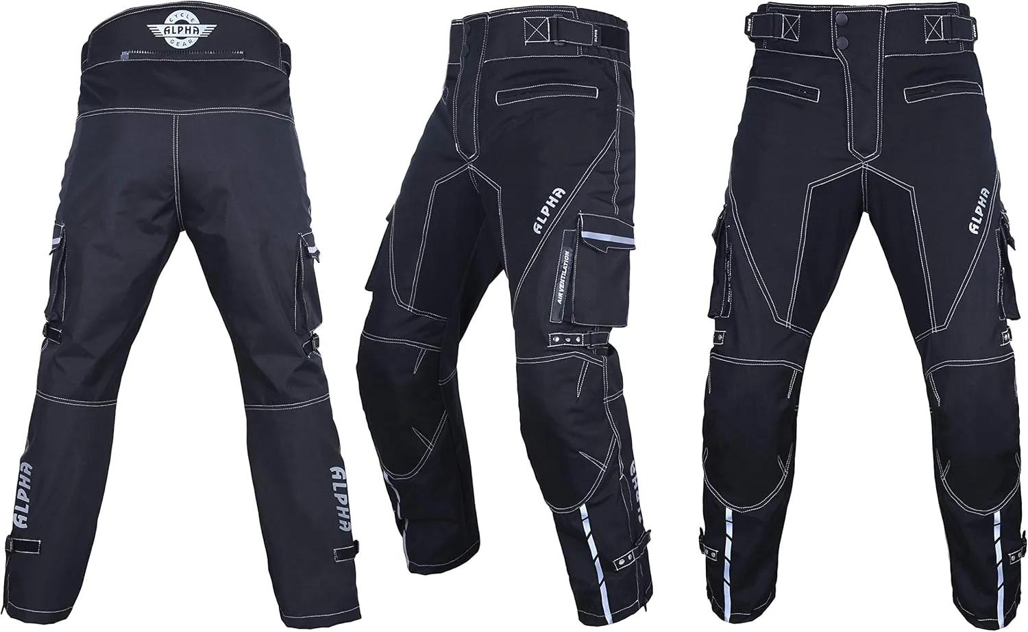 Dirt Bike Motocross Motorcycle Pants for Men hi Vis Armor Riding Racing Dual Sports overpants ATV mx BMX (Black, Waist 34"-36" Inseam 30")