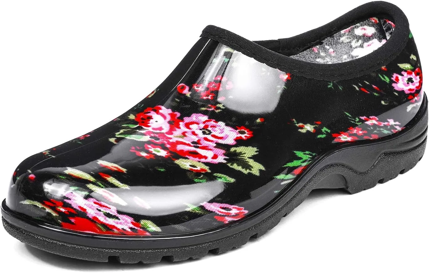 DKSUKO Waterproof Garden Shoe for Women Outdoor Slip-On Rain Boots Short Ankle Work Shoes and Garden Clogs with Comfort Insole