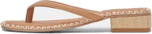 DOEYG Raffia Heels Sandals for Women Summer Beach Flip Flops Square Open Toe Flat Heeled Sandals Dressy Comfortable Slip on Thong Sandals