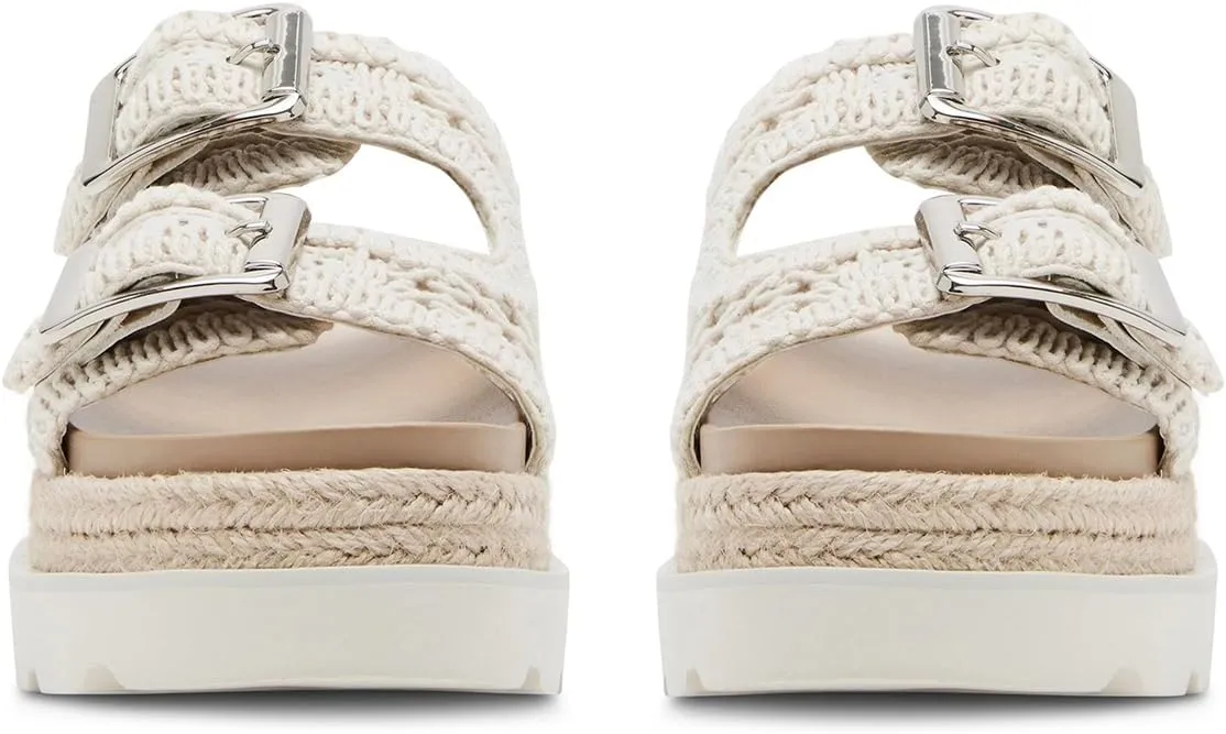 DOEYG Raffia Platform Wedges Sandals for Women Summer Beach Slide Sandals Comfortable Casual Woven Straw Crochet Open Toe Flatform Sandal