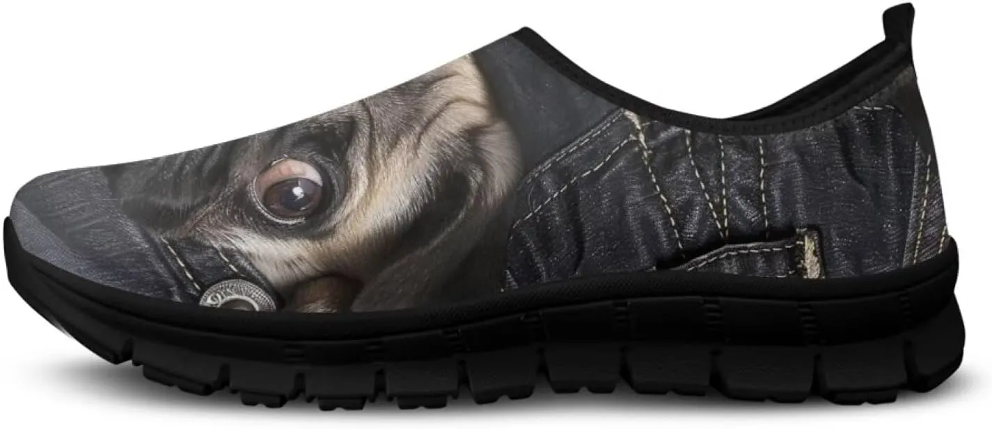 Dog Design Men Slip-on Shoes Loafers Low Top Casual Mesh Shoes with Arch Support Insole Business Work Outdoor Sneaker
